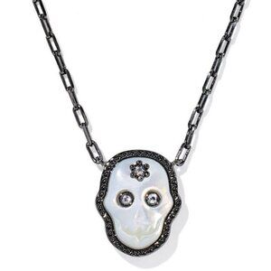 NWT Kendra Scott Skeleton Gunmetal Necklace NEW Halloween Skull Holiday Goth